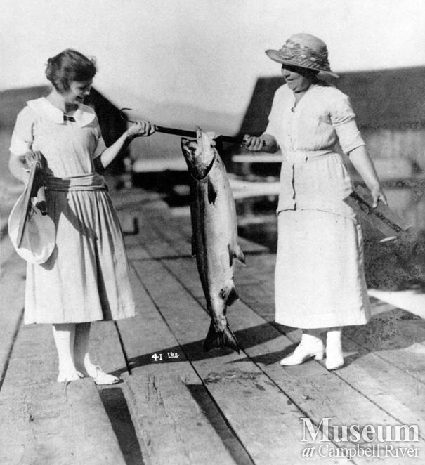 Agnes Twidle with catch of salmon