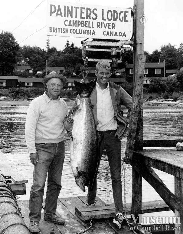 Walter Shutts, Tyee Man, with his guide Tom McGregor