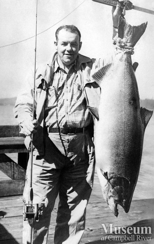 Ray E. Slocum with catch of salmon