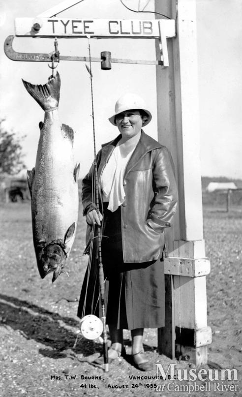 Mrs. Bourns with catch