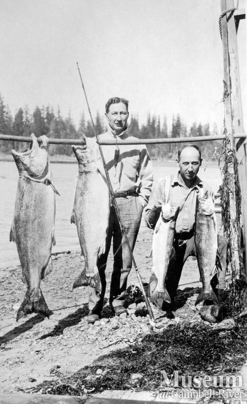 Herbert Pidcock and Dr. Wiborn with salmon