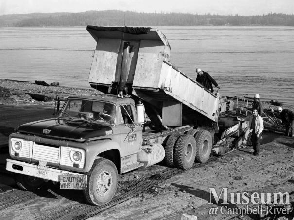 Construction of the boat ramp on the Tyee Spit