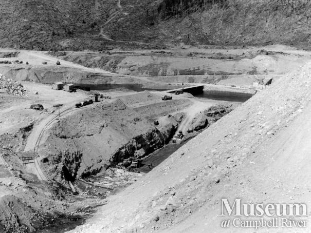 Construction of Strathcona Dam, 1950s