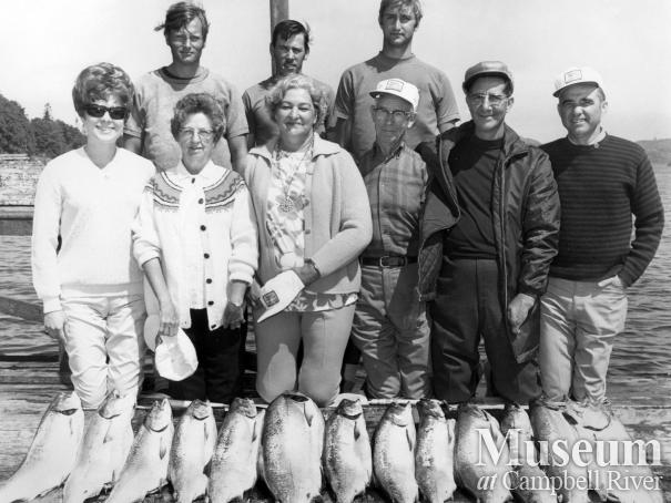 Guests of Painter's Lodge pose with their catch